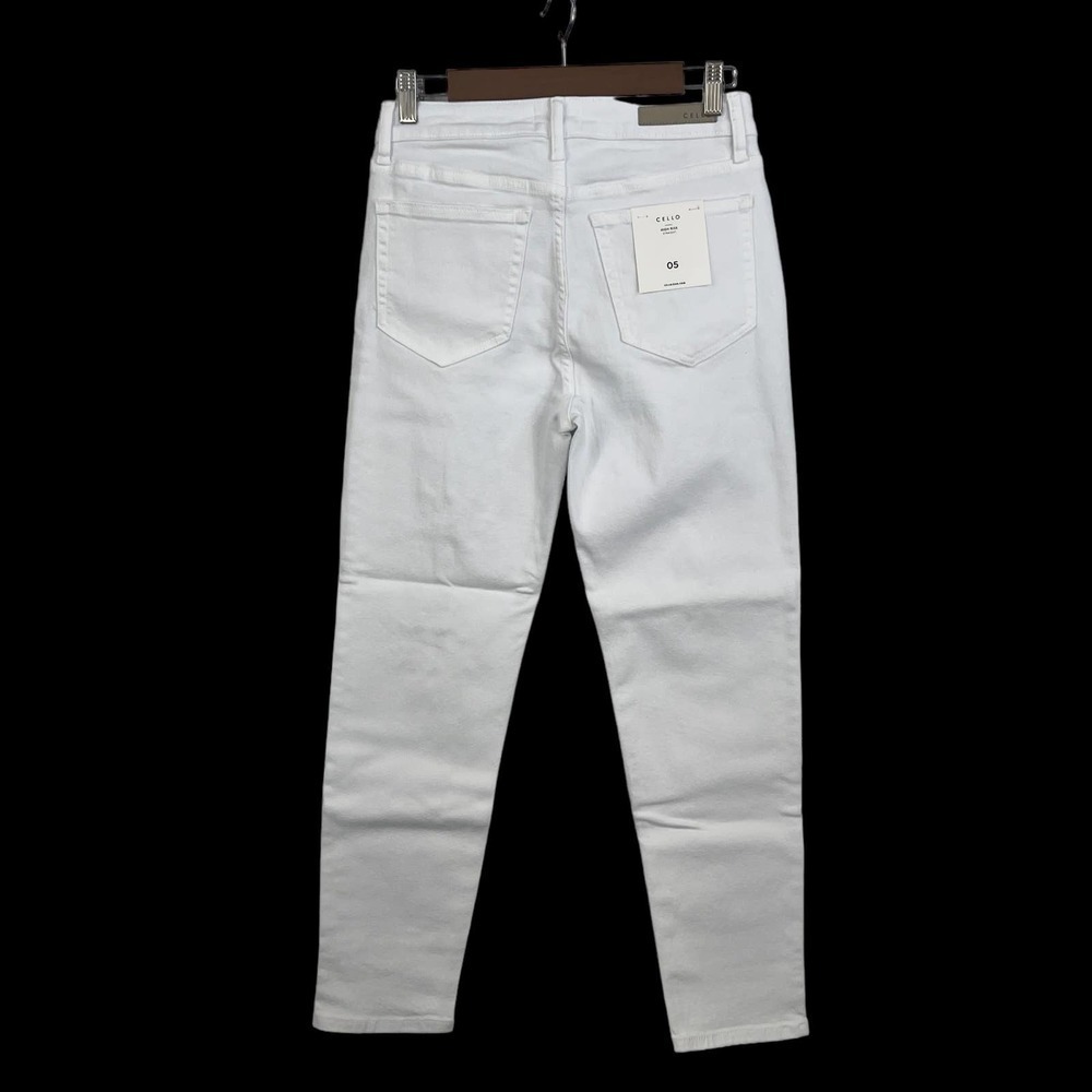 Cello ELEANOR‎ DISTRESSED HIGH RISE SLIM FIT STRAIGHT LEG JEANS WHITE WASH NWT - Picture 10 of 16